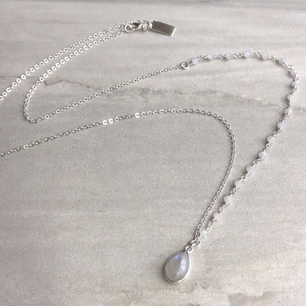 Rainbow Moonstone Rosary Chain Necklace - Picture 2 of 8